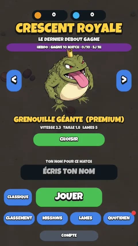 Choix du personnage de Crescent Royale