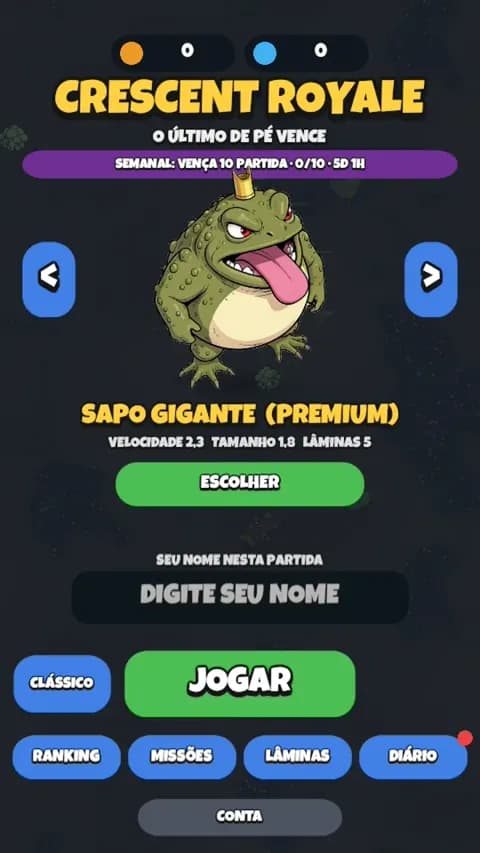 Escolha de personagem de Crescent Royale