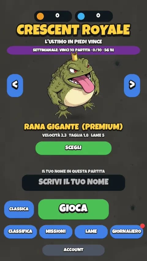 Scelta del personaggio di Crescent Royale